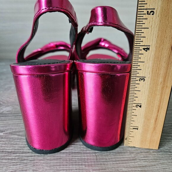 Kenneth Cole Reaction Rylee Hot Pink Metallic Slingback Platform Sandals Size 8. - Picture 10 of 16